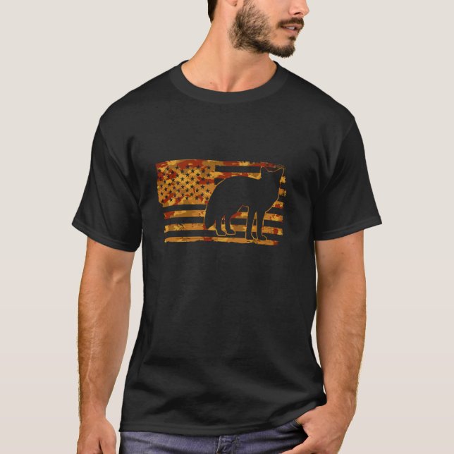 Fox American Flagga Fox Hunting Långärmad T Shirt (Framsida)