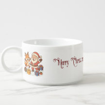 Fox and Santa Christmas Chili Bowl