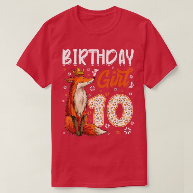Fox Animal Lovers 10th Birthday Girl Fox Bday 10 y T Shirt (Design framsida)