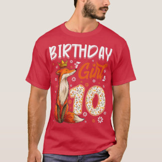 Fox Animal Lovers 10th Birthday Girl Fox Bday 10 y T Shirt