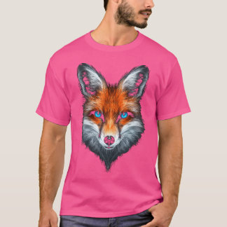 Fox Animal Motif Blue Ögon Illustration Fox T Shirt