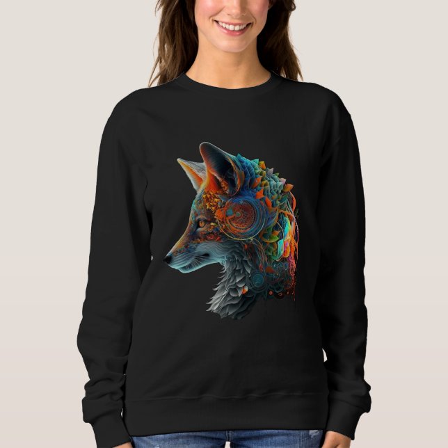 Fox Animal Motif Fantasy Colourful Fox T Shirt (Framsida)