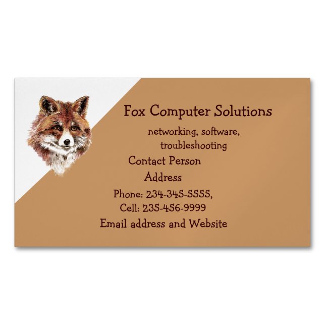 Fox Animal Nature Wildlife Computer Solutions Magnetiska Visitkort (Framsida)