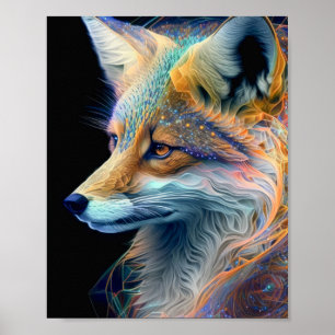 Fox Animal Porträtt Nature Wildlife Painting Poster