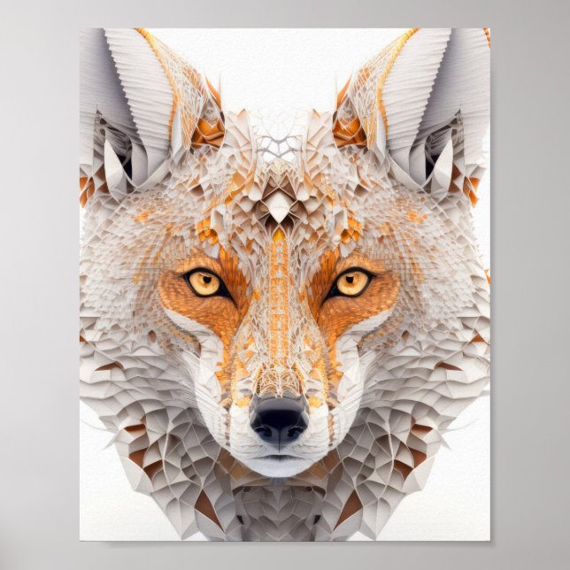 Fox Animal Porträtt Nature Wildlife Painting Poster (Framsidan)
