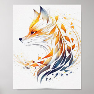 Fox Animal Porträtt Nature Wildlife Painting Poster