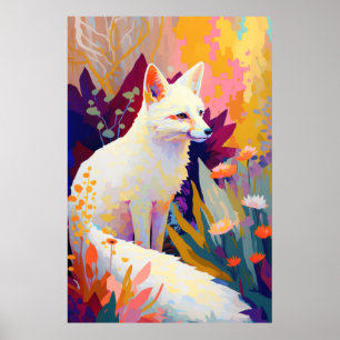 Fox Animal Porträtt Painting Wildlife utomhus Art Poster