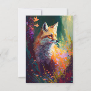 Fox Animal Porträtt Painting Wildlife utomhus Art Tack Kort