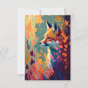 Fox Animal Porträtt Painting Wildlife utomhus Art Tack Kort