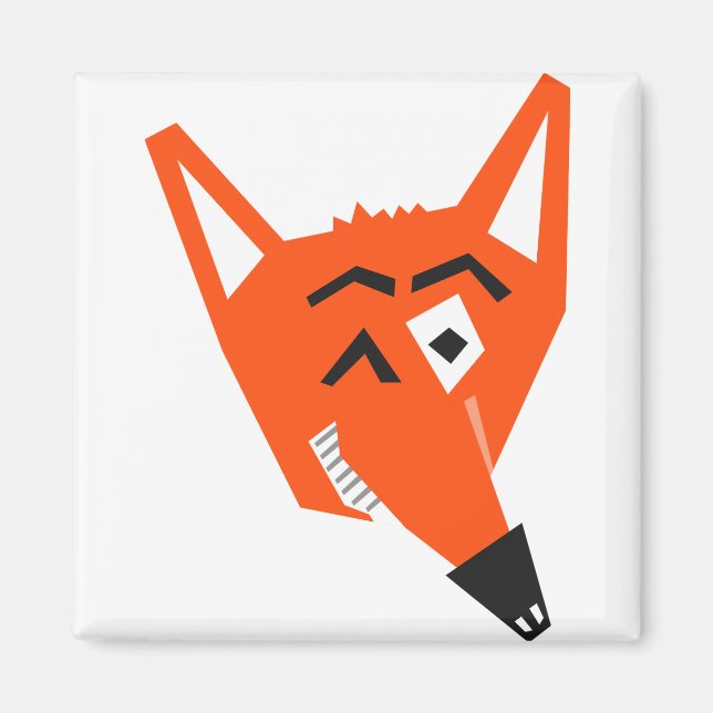 Fox Animal Tecknad Cunning Devious Evil Öga Magnet (Framsidan)