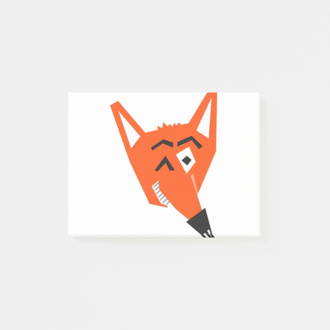 Fox Animal Tecknad Cunning Devious Evil Öga Post-it Block (Framsida)