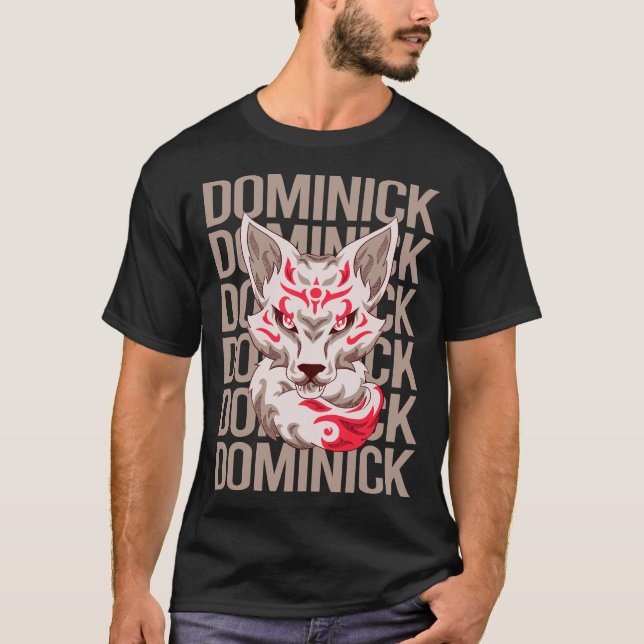 Fox Ansikte - Dominick Namn T Shirt (Framsida)