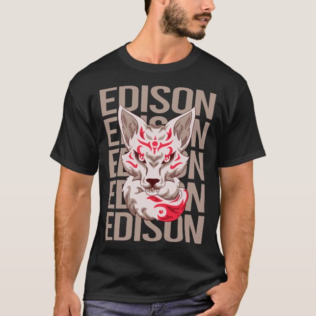 Fox Ansikte - Edison Namn T Shirt (Framsida)