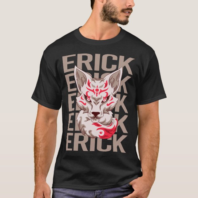 Fox Ansikte - Erick Namn T Shirt (Framsida)