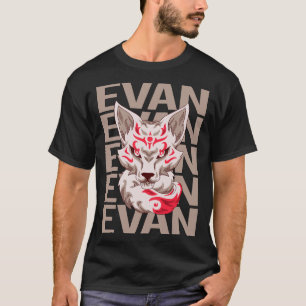 Fox Ansikte - Evan Namn T Shirt