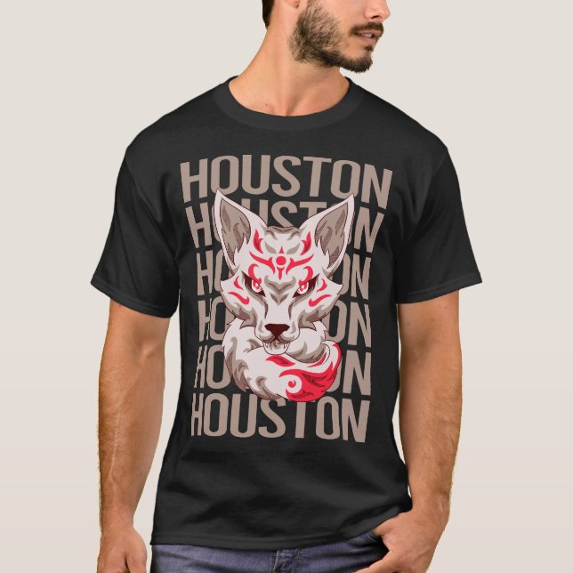 Fox Ansikte - Houston Namn T Shirt (Framsida)