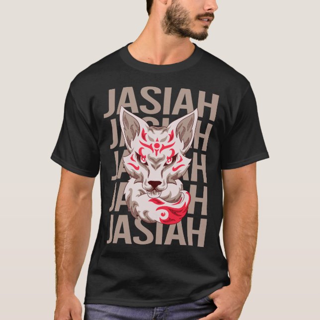 Fox Ansikte - Jasiah Namn T Shirt (Framsida)