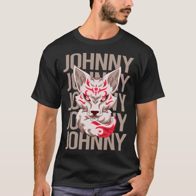 Fox Ansikte - Johnny Namn T Shirt (Framsida)