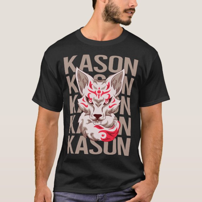 Fox Ansikte - Kason Namn T Shirt (Framsida)