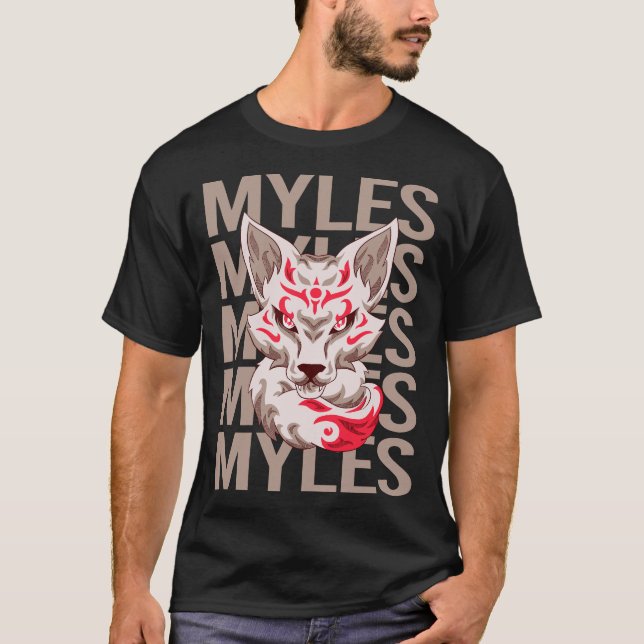 Fox Ansikte - Myles Namn T Shirt (Framsida)