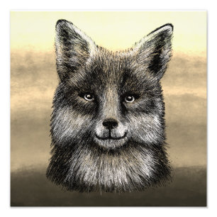 Fox ansikte teckning fototryck