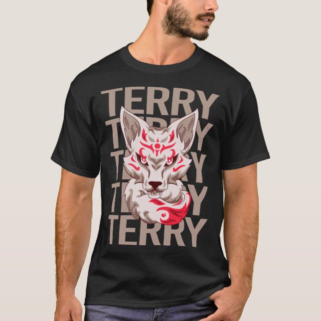 Fox Ansikte - Terry Namn T Shirt (Framsida)