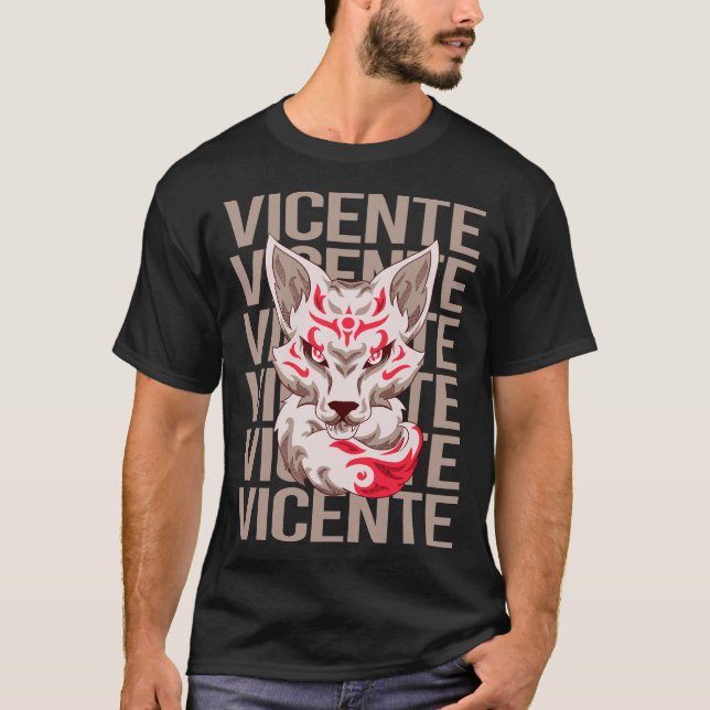 Fox Ansikte - Vicente Namn T Shirt (Framsida)