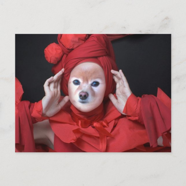 Fox är Dam i rött Vykort (Framsida)