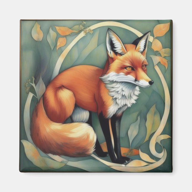 Fox Art nouveau Magnet (Framsidan)