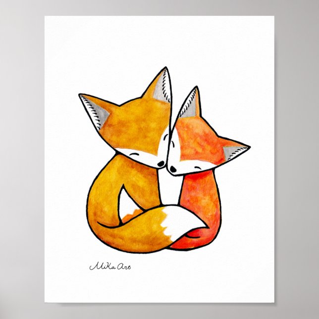 Fox Art Print Red Fox - illustration Poster (Framsidan)