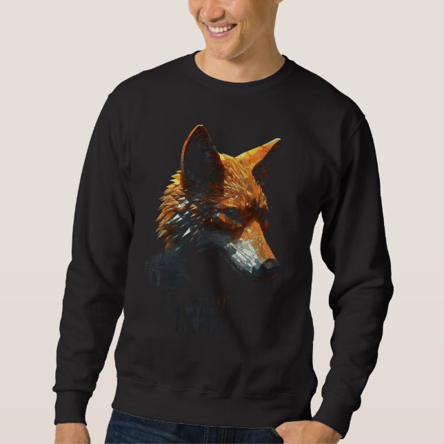 Fox Artwork  Animal  Animal Fox 4 Lång Ärmad Tröja (Framsida)