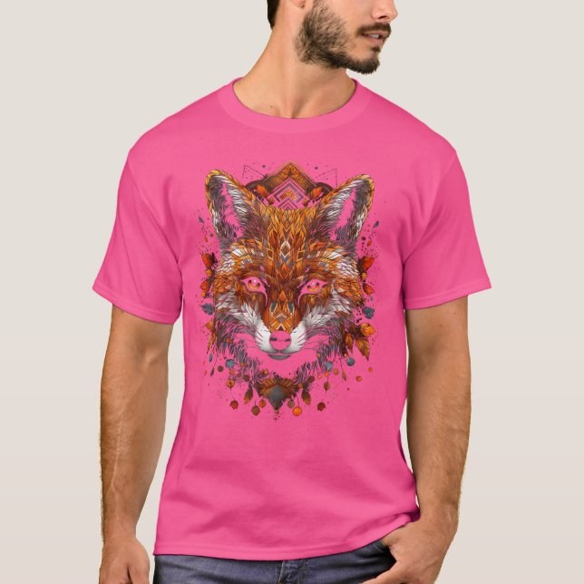 Fox Artwork Höst löv Art Animal Fox T Shirt (Framsida)