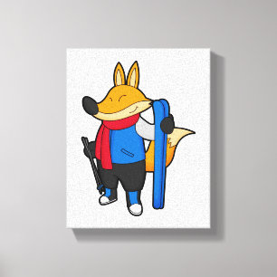 Fox as Skier med Ski Canvastryck