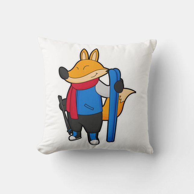 Fox as Skier med Ski Kudde (Framsida)