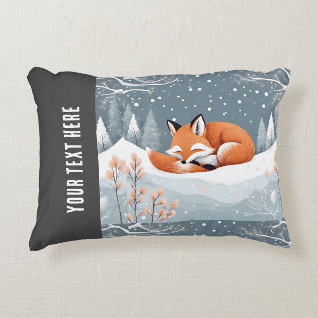 Fox Asomin i Winter Snö Cute Mysigt jul Prydnadskudde (Framsidan)