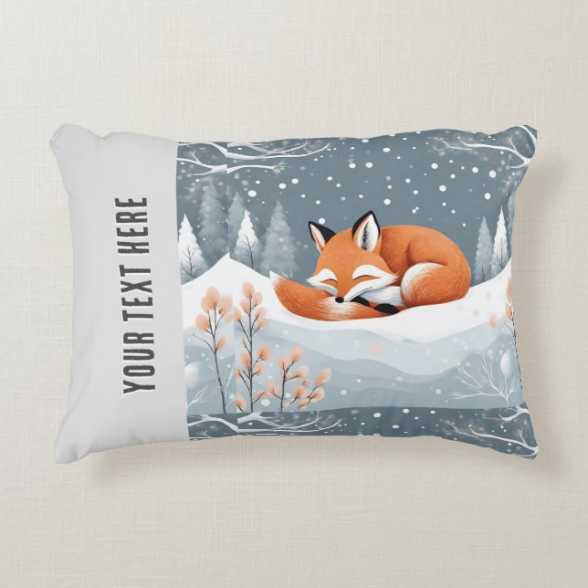 Fox Asov i Mysiga Helgdag Winter Snö Cute Prydnadskudde (Framsidan)