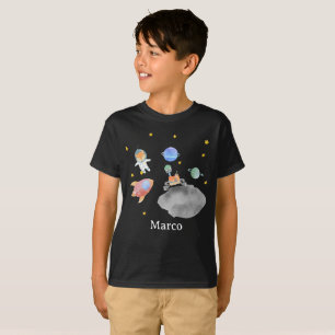 Fox Astronaut i Galaxy Boy T-Shirt-Anpassningsbarn T Shirt