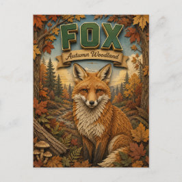Fox Autumn Woodland POPCUT Vykort