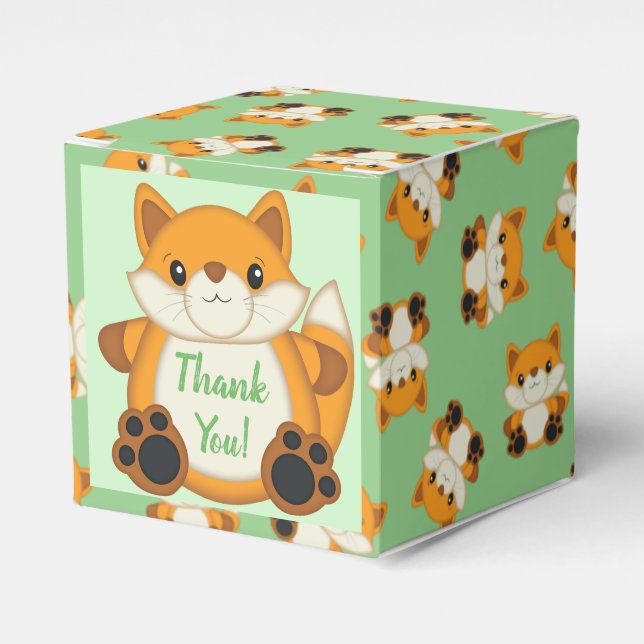 Fox Baby Shower-Grönt Presentaskar (Framsidan Sidan)
