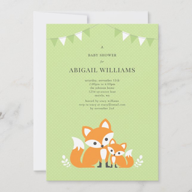 Fox Baby Shower-inbjudan Inbjudningar (Framsida)