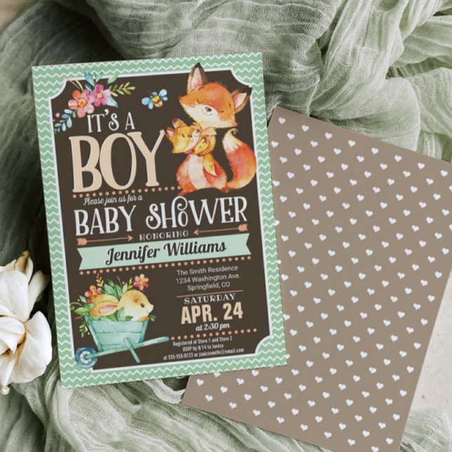 Fox Baby Shower-inbjudan, Woodland Boy Inbjudningar (Skapare uppladdad)