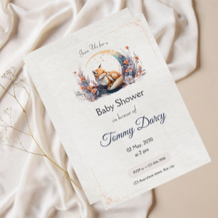 Fox Baby Shower-inbjudan - Woodland Theme Inbjudningar