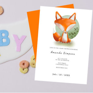 Fox Baby Shower Inbjudningar