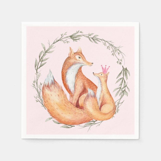 Fox Baby Shower Napkins Pappersservett (Framsidan)