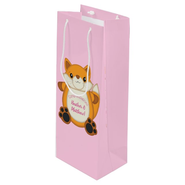 Fox Baby Shower Rosa (Framsidan Vinklad)