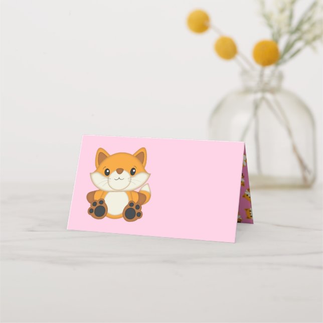Fox Baby Shower Rosa Placeringskort (Framsida)
