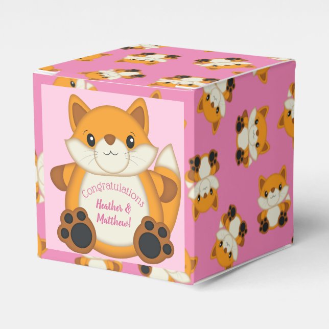 Fox Baby Shower Rosa Presentaskar (Framsidan Sidan)