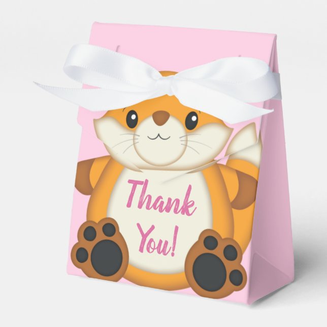 Fox Baby Shower Rosa Presentaskar (Framsidan Sidan)