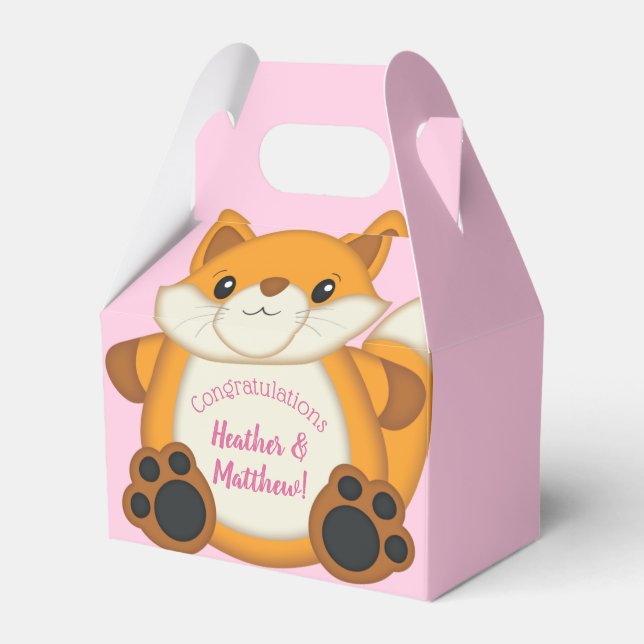 Fox Baby Shower Rosa Presentaskar (Framsidan Sidan)