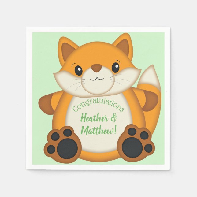 Fox Baby Shower Woodland Animal Pappersservett (Framsidan)